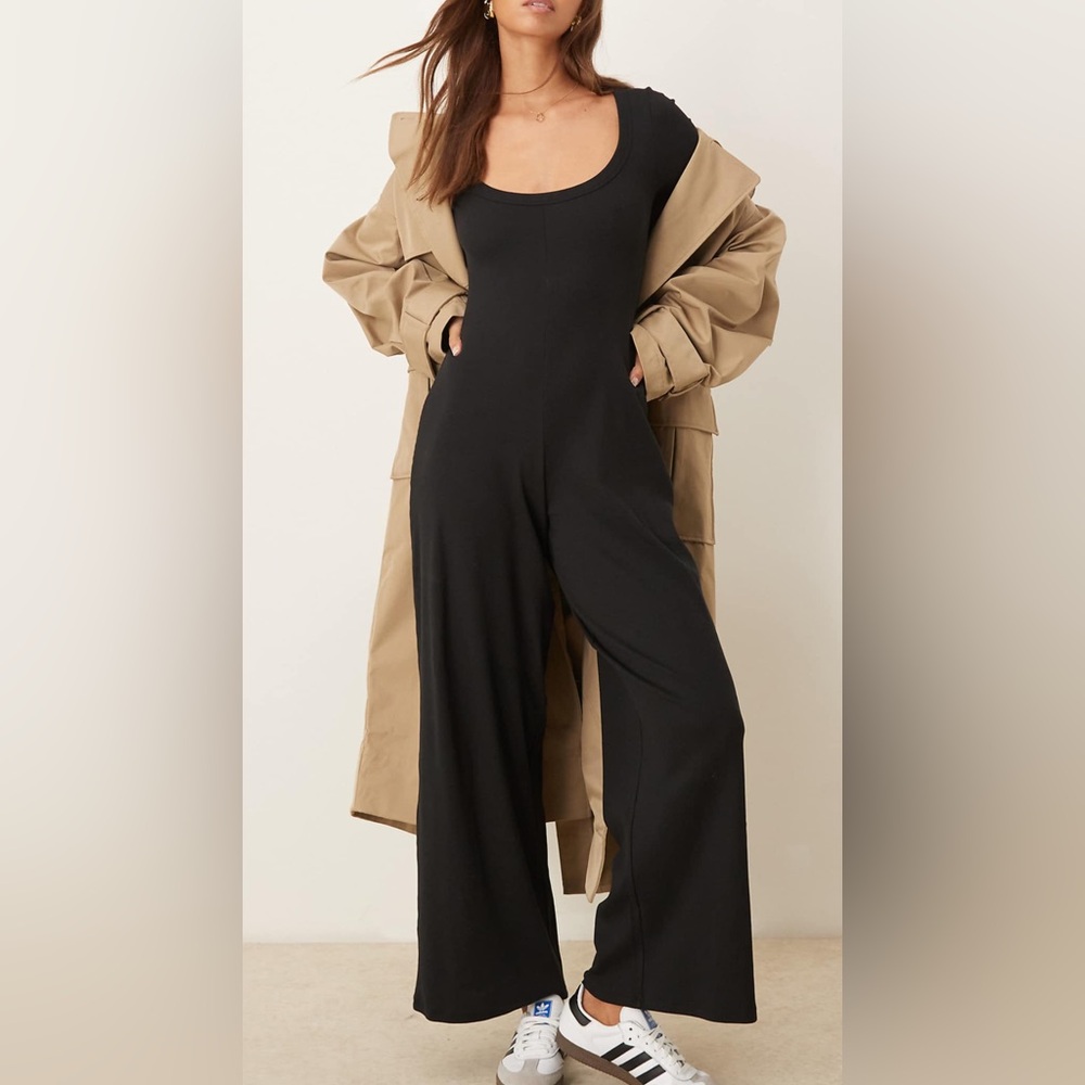 ASOS Black Minimalist Jumpsuit with Wide-Leg Design